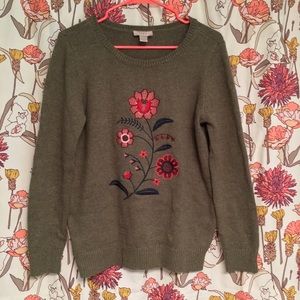 Green Flower Sweater